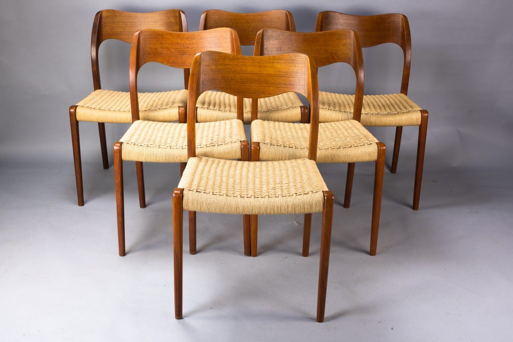 Model 71 dining chairs by Niels O. Møller 1950s - Vinegar Works 